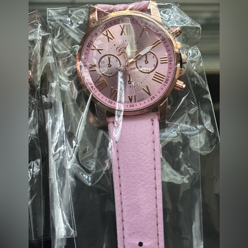 Geneva Women's Watch with Pink Strap and Rose Gold Accents